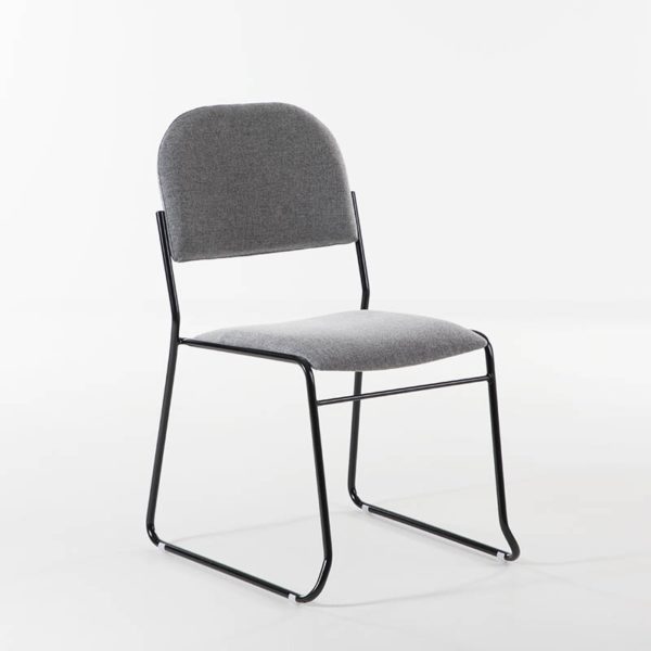 Vesta Konferansestol grått stoff, sort, hvitt, crom understell-0